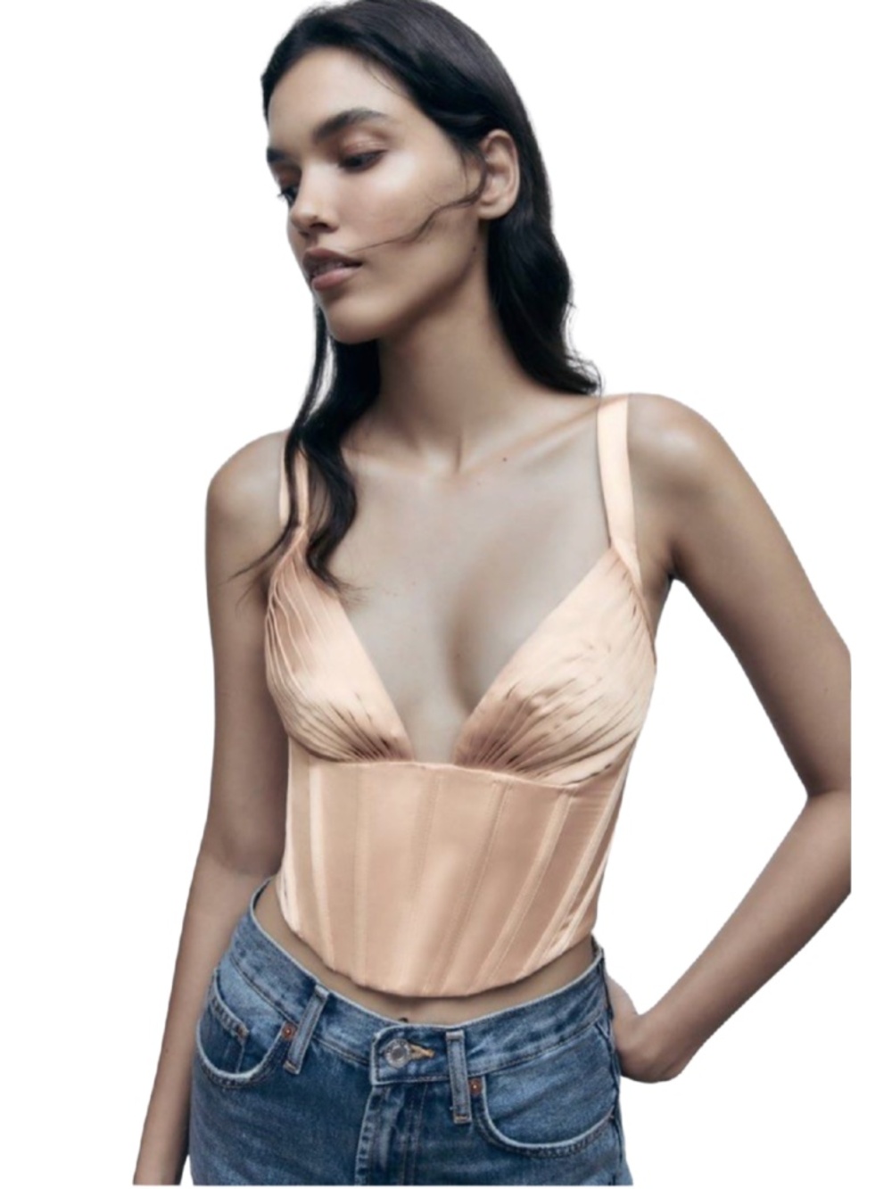 Zara Pink Champagne Satin Corset